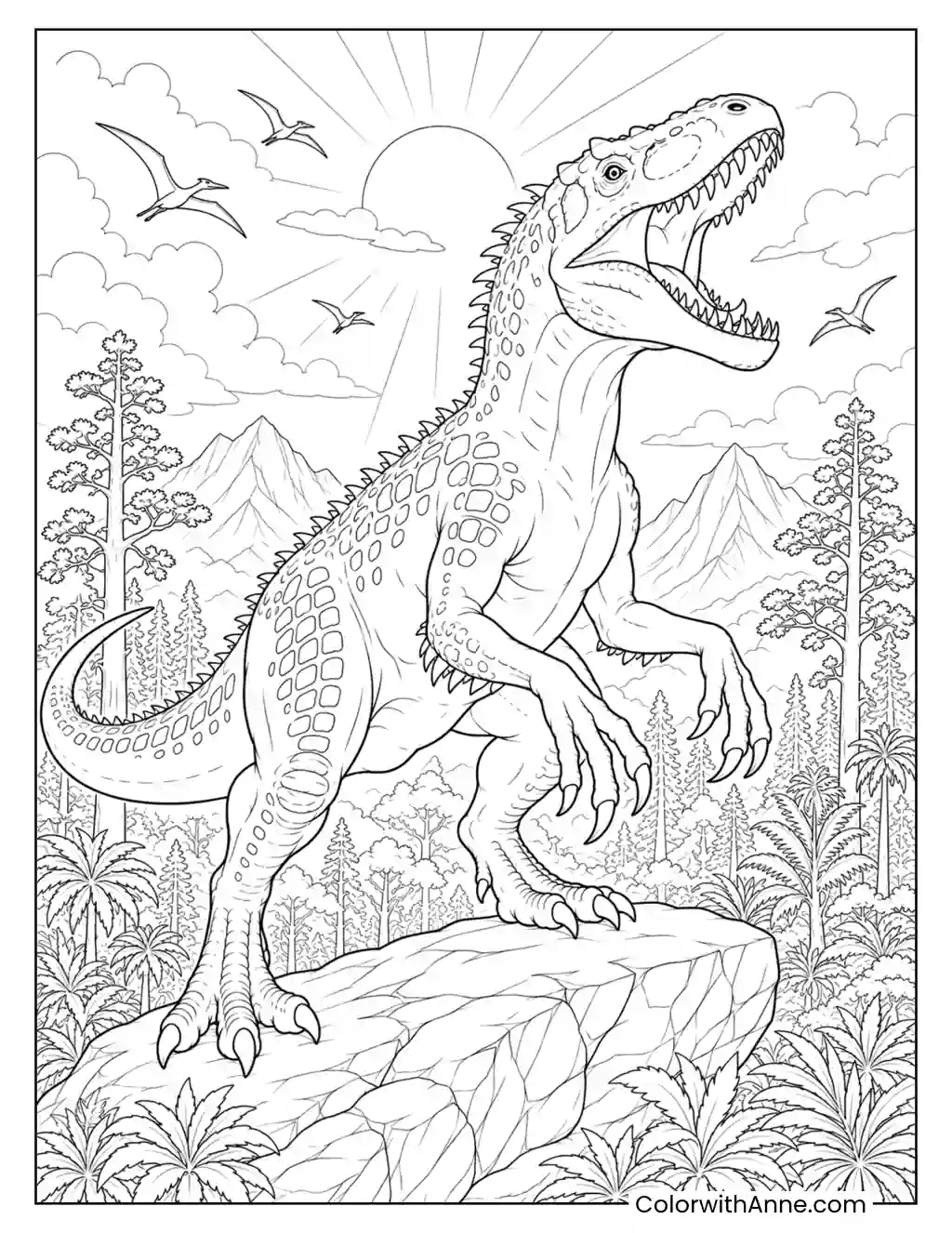 Indominus Rex as the Ultimate Forest King coloring page