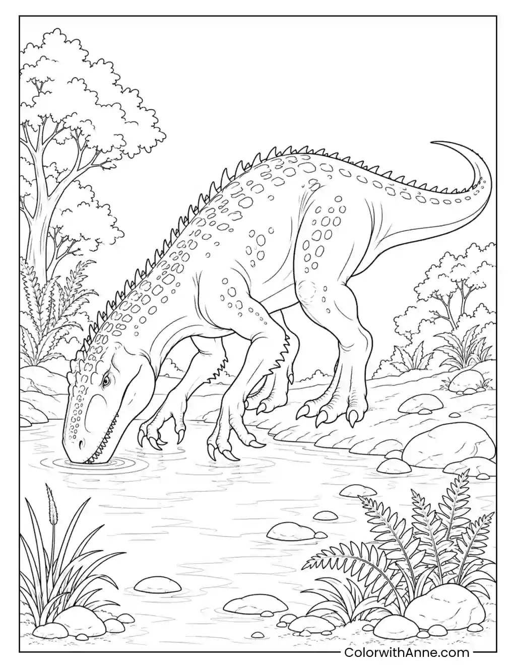 Indominus Rex Drinking at the River coloring page