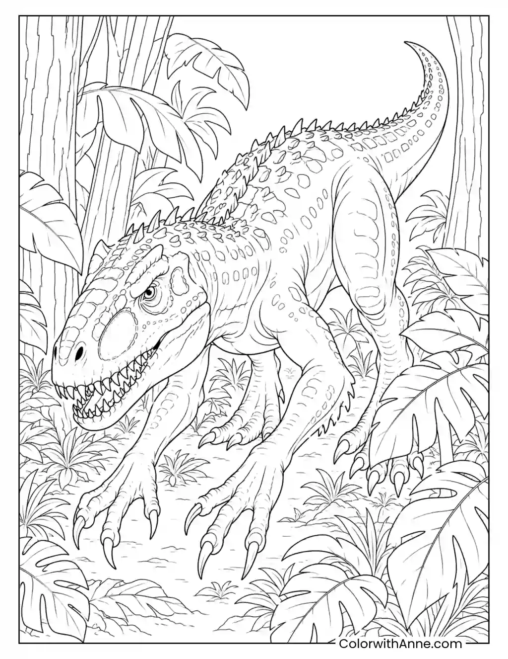 Indominus Rex in the Jungle coloring page