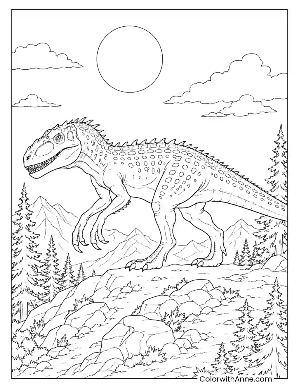 Indominus Rex Patrolling Under the Full Moon coloring page