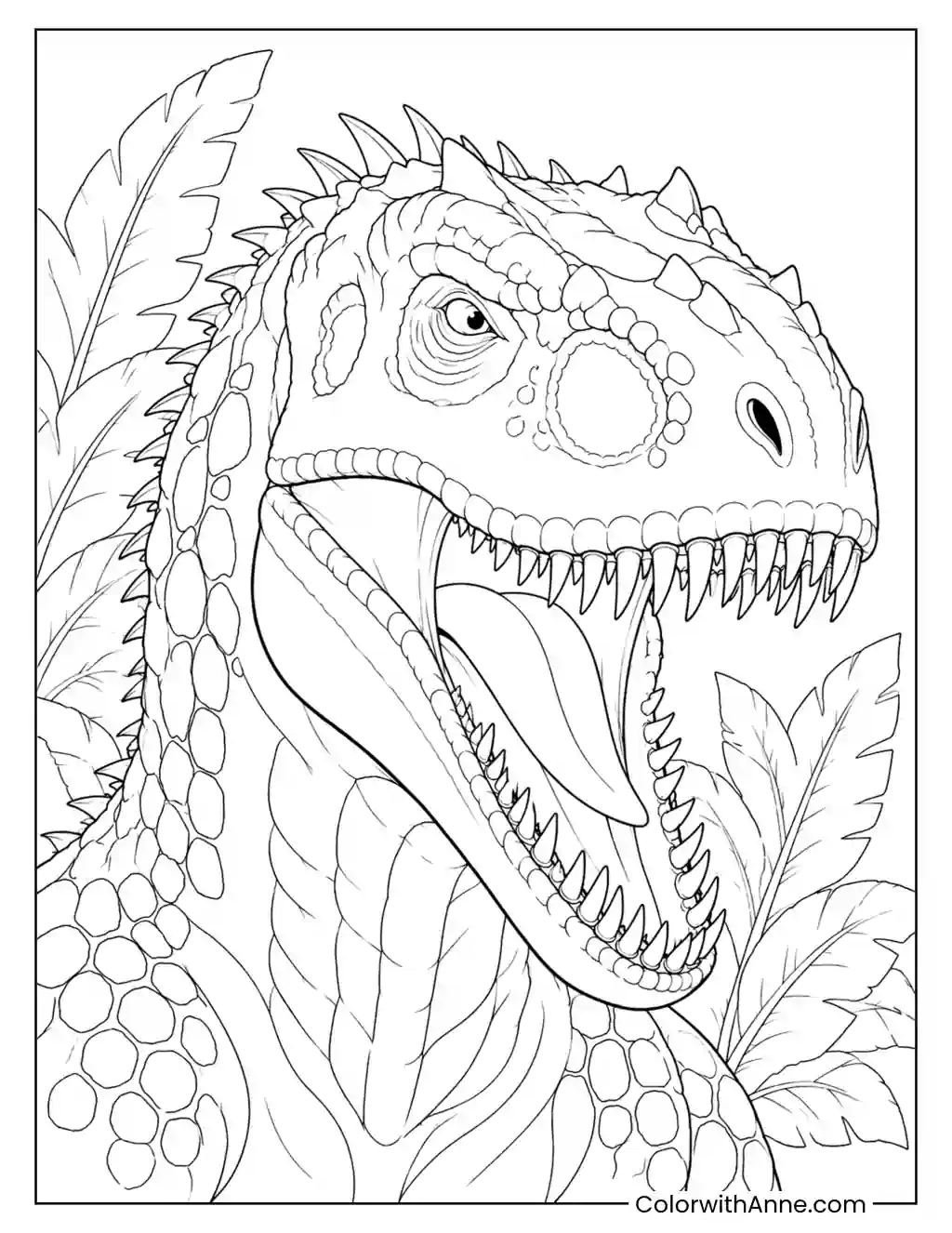 Indominus Rex Roaring Portrait coloring page