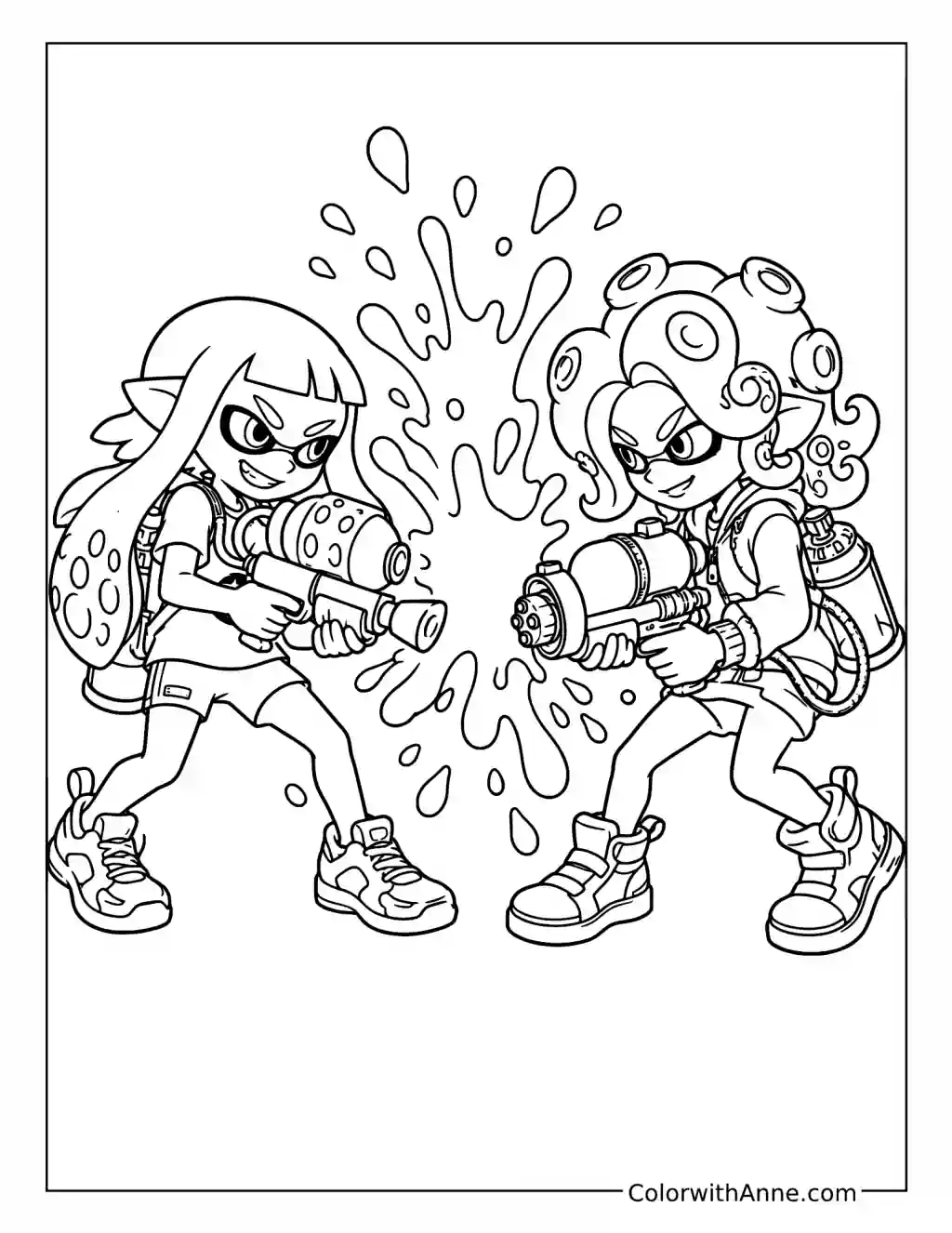 Inkling and Octoling Showdown coloring page