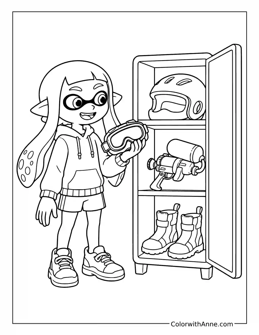 Inkling Choosing Gear from a Locker coloring page