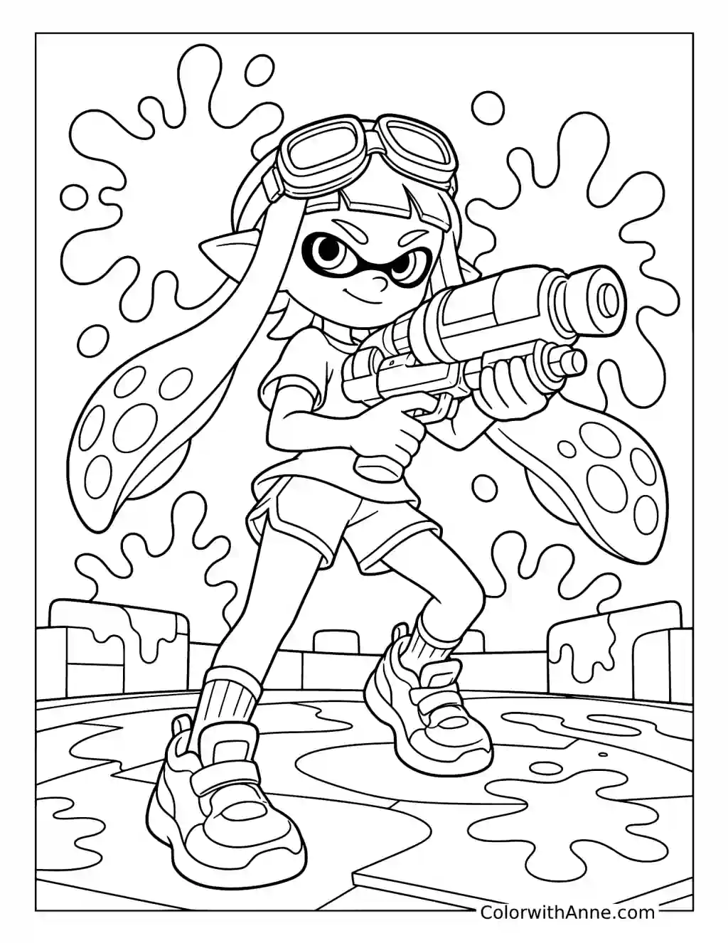 Inkling Girl Ready for Battle coloring page