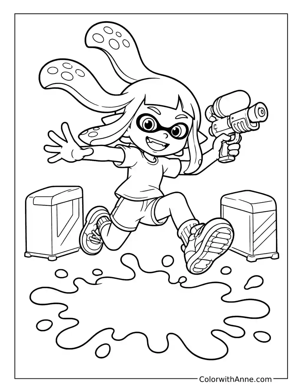 Inkling Jumping over an Ink Puddle coloring page