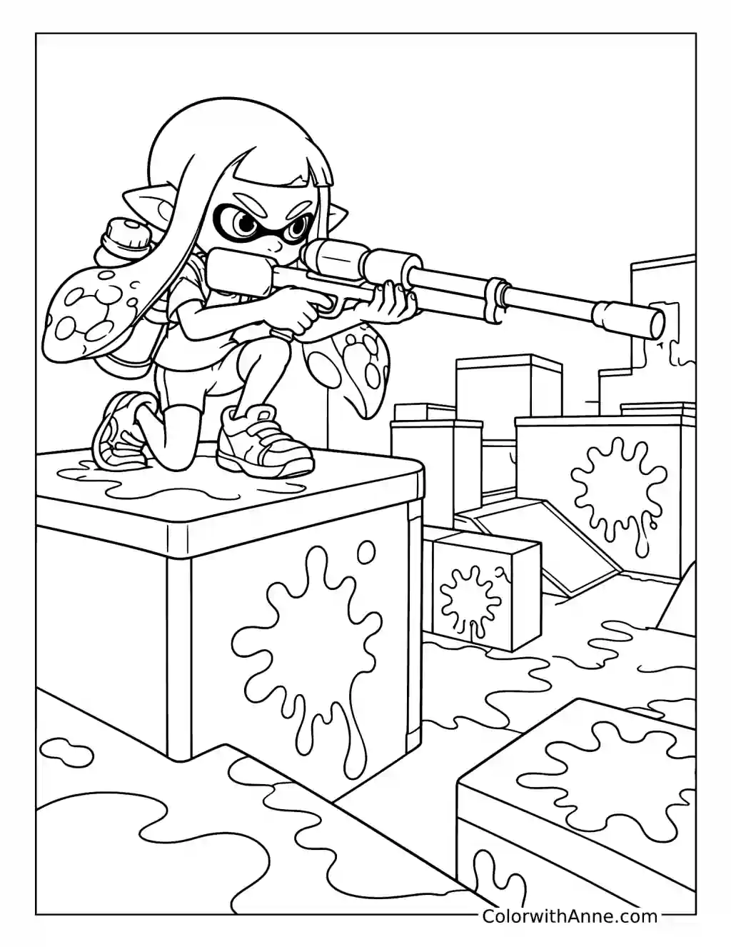 Inkling Sniper on the High Ground coloring page