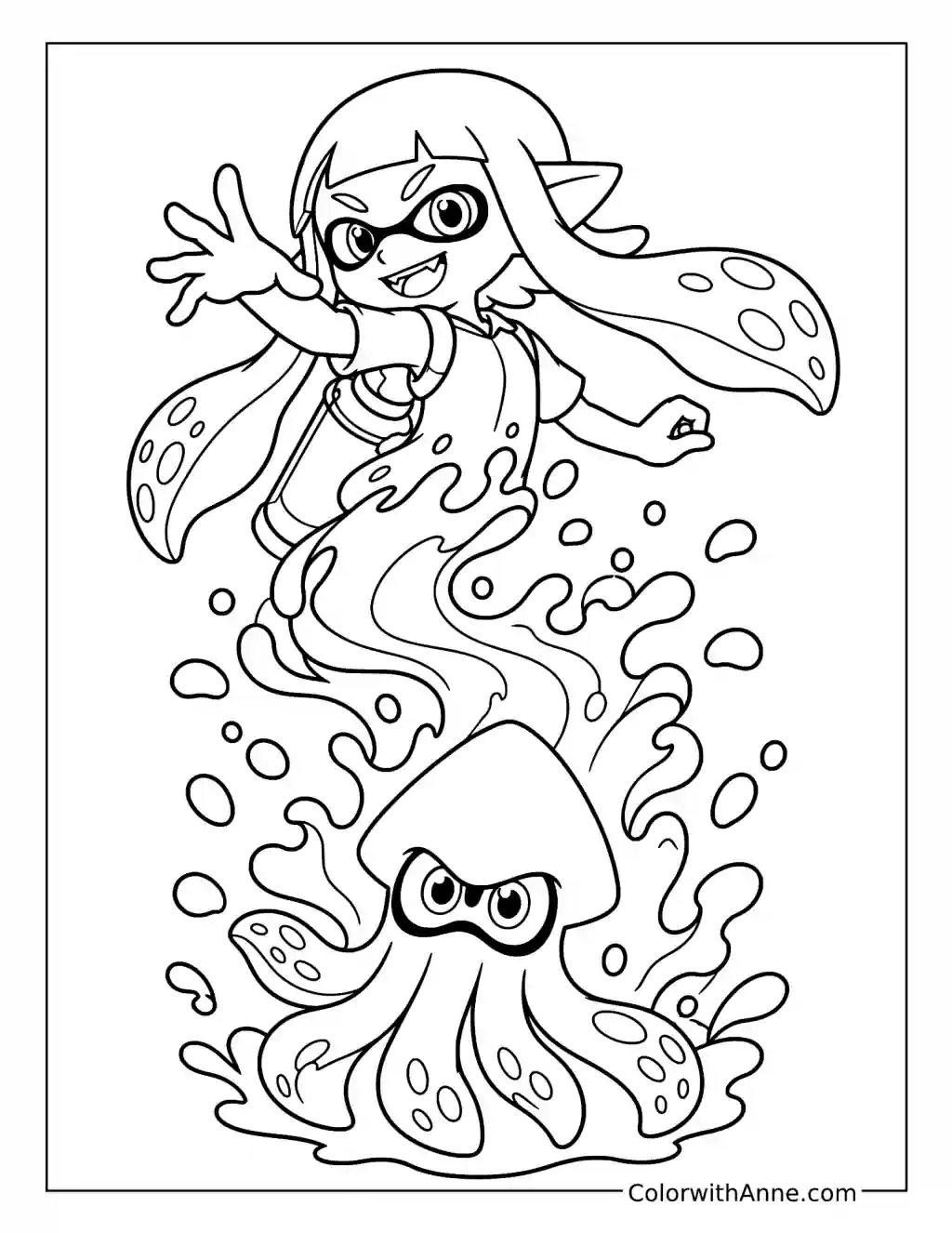 Inkling Turning Into a Squid coloring page