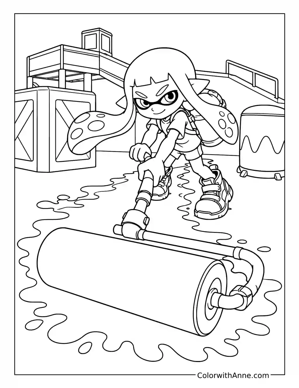 Inkling with a Giant Ink Roller coloring page