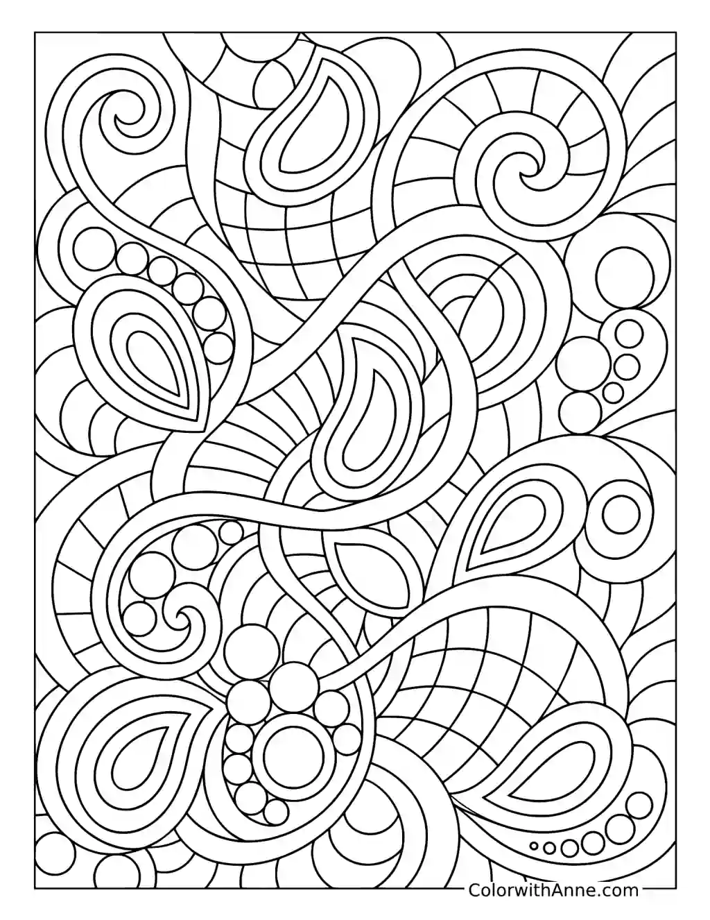 Interwoven Paisley Ribbons coloring page