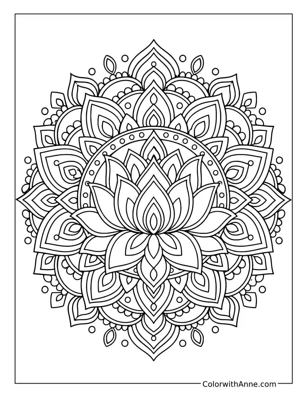 Intricate Lotus Mandala coloring page