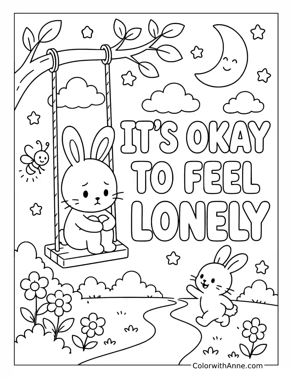 It's Okay to Feel Lonely coloring page