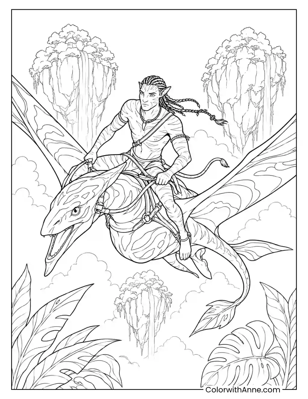 Jake Sully Soars over Pandora coloring page