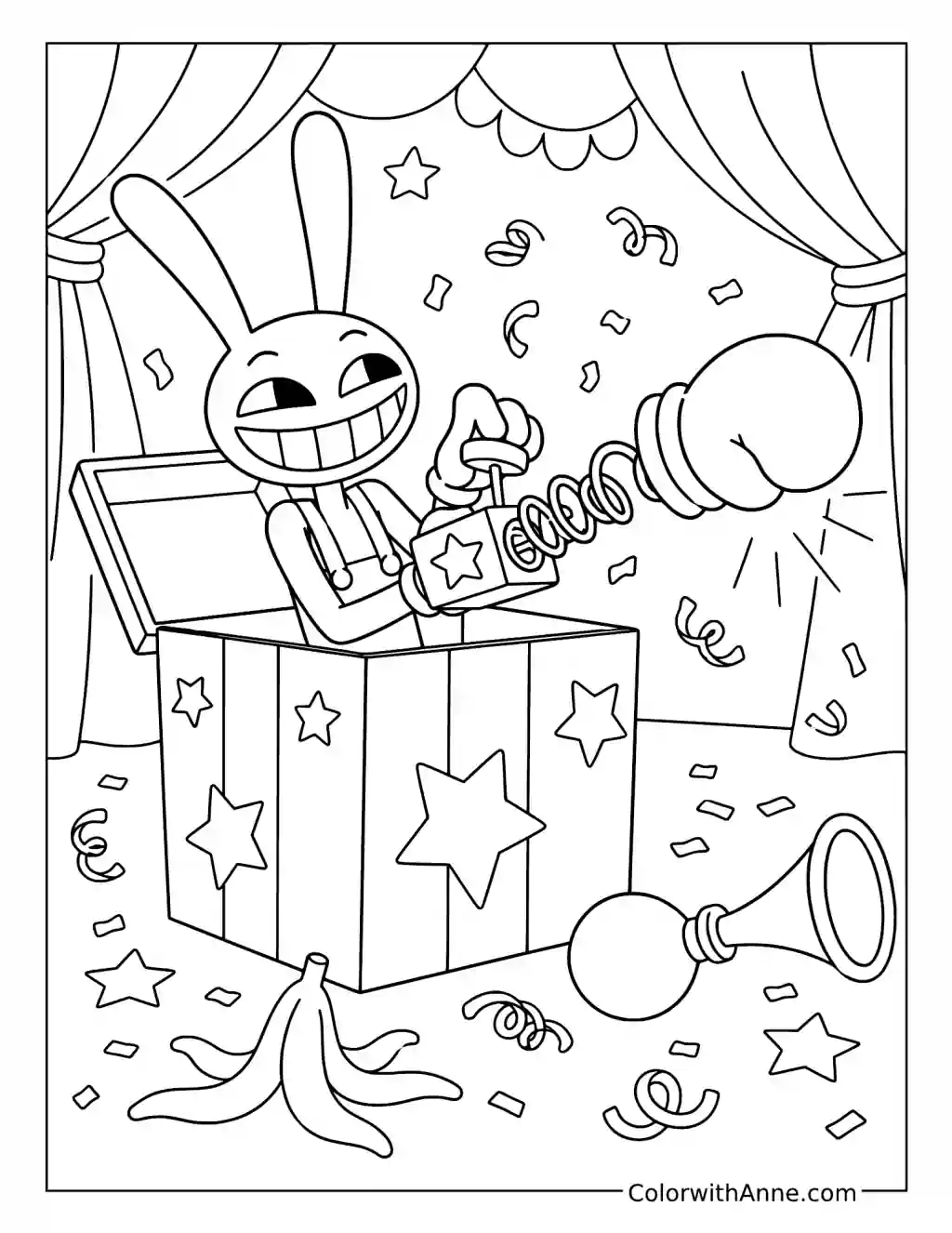 Jax's Playful Gift Box Prank coloring page