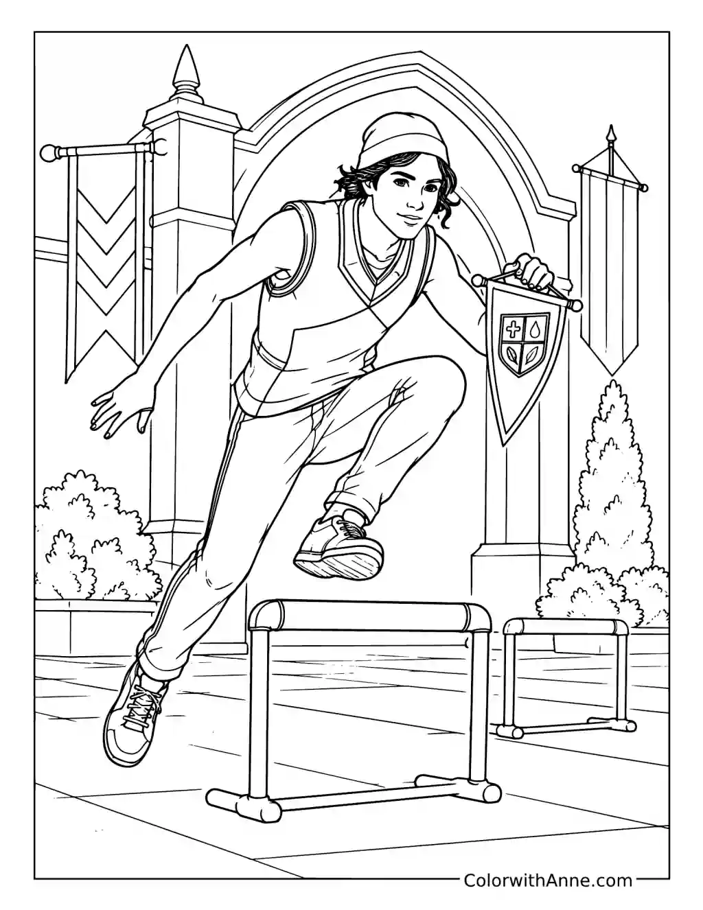 Jay Leaping over a Training Hurdle coloring page