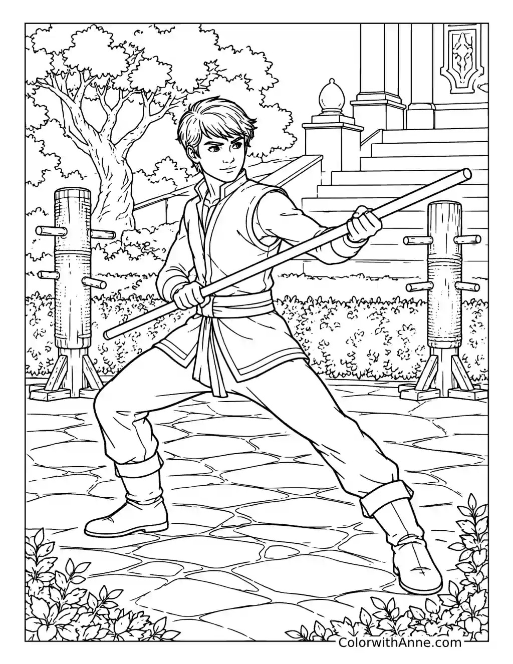 Jay Practicing with a Staff coloring page