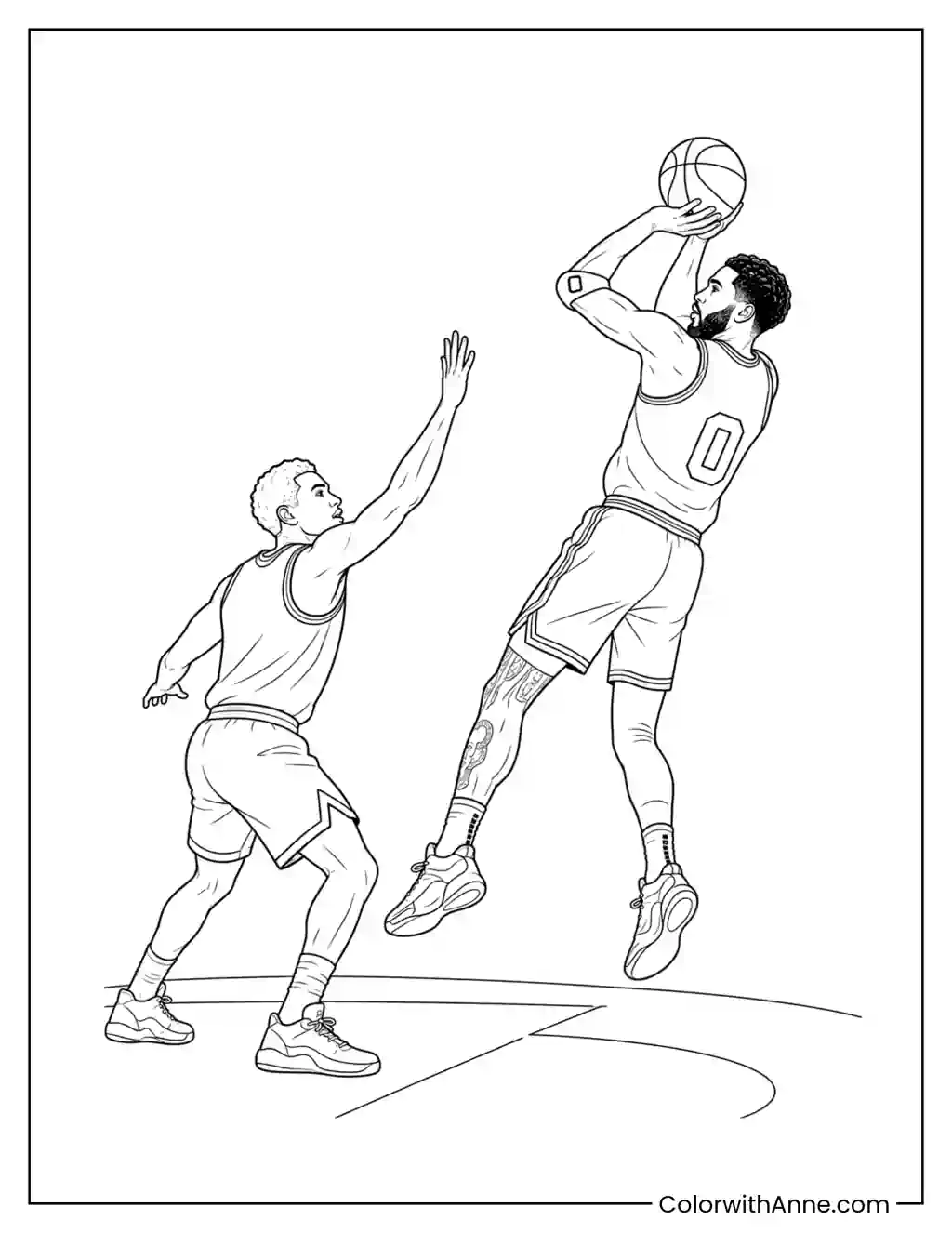 Jayson Tatum Fadeaway Jumper coloring page