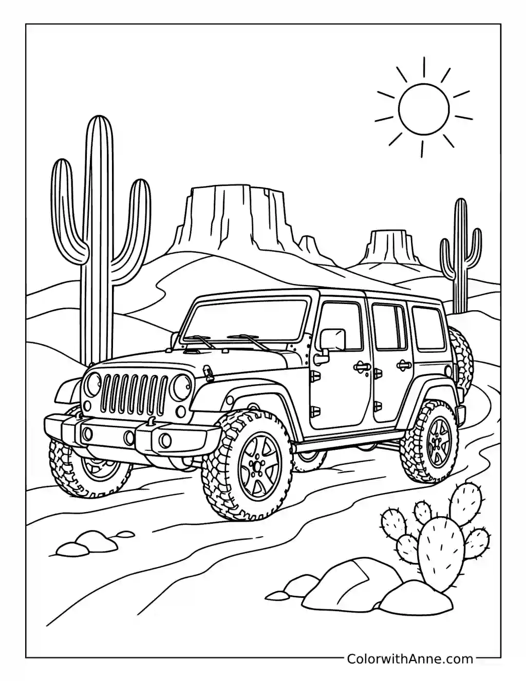 Jeep Desert Adventure coloring page
