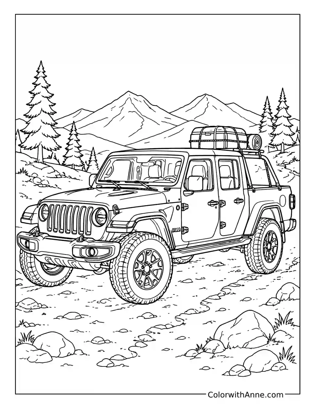 Jeep Gladiator Pickup Adventure coloring page