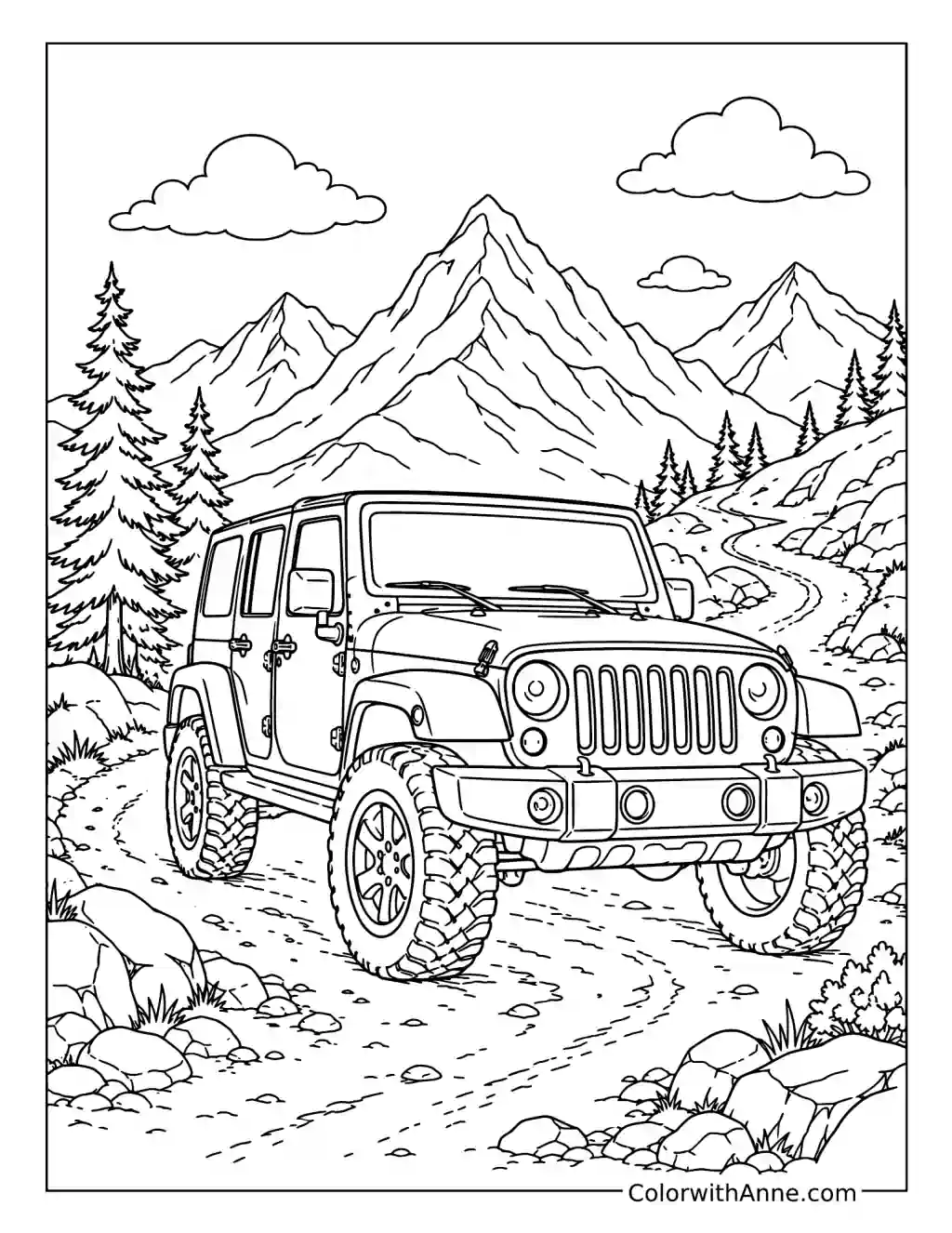 Jeep Mountain Adventure coloring page