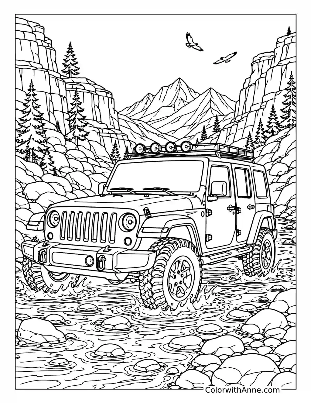 Jeep Off-Road Canyon Adventure coloring page