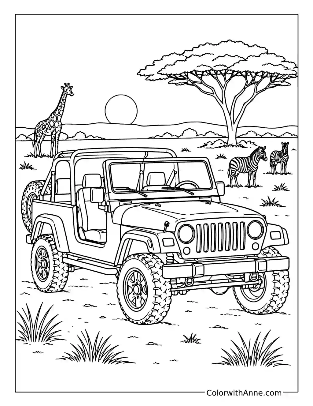 Jeep Safari Adventure coloring page