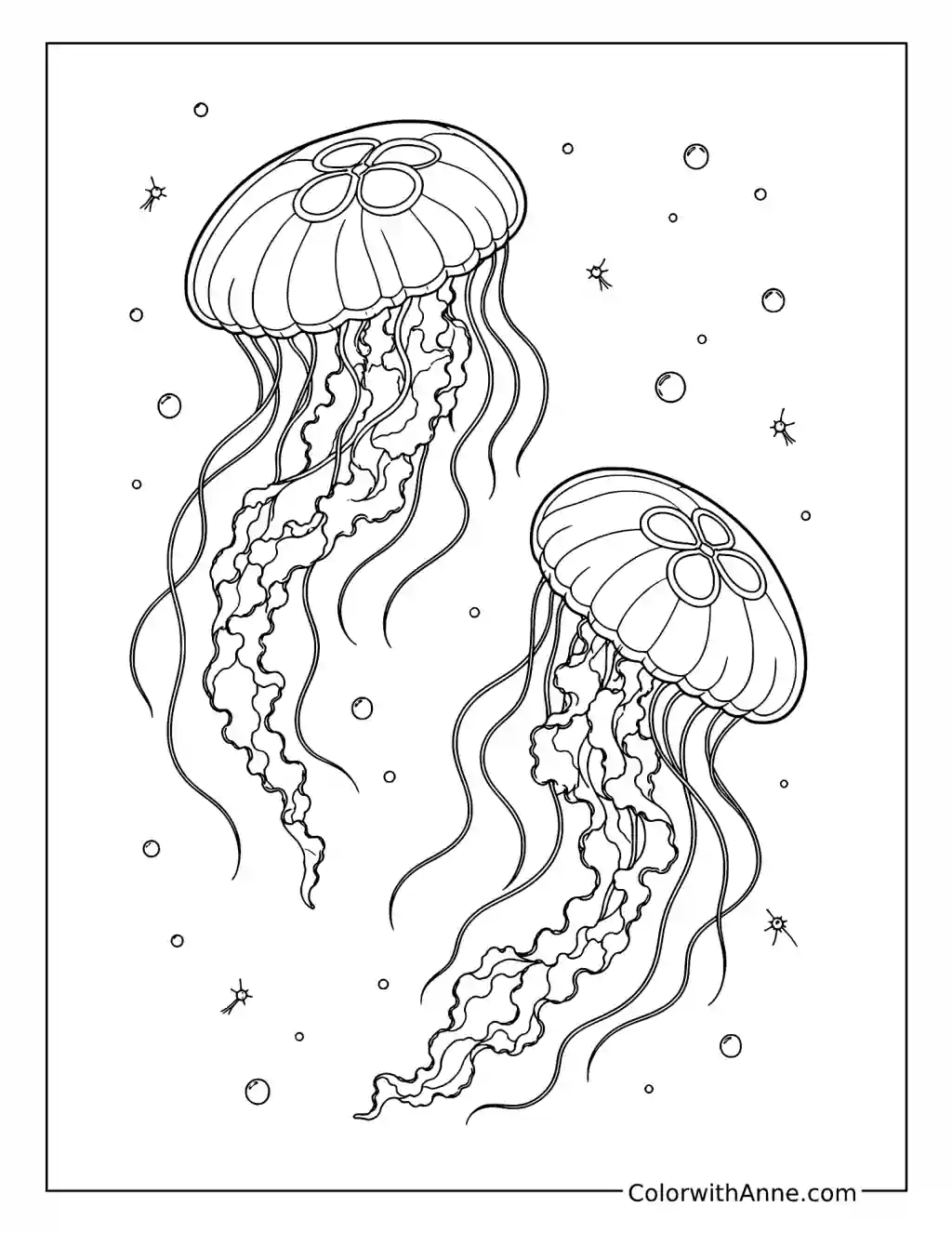 Jellyfish Pair with Clover-Shaped Centers coloring page