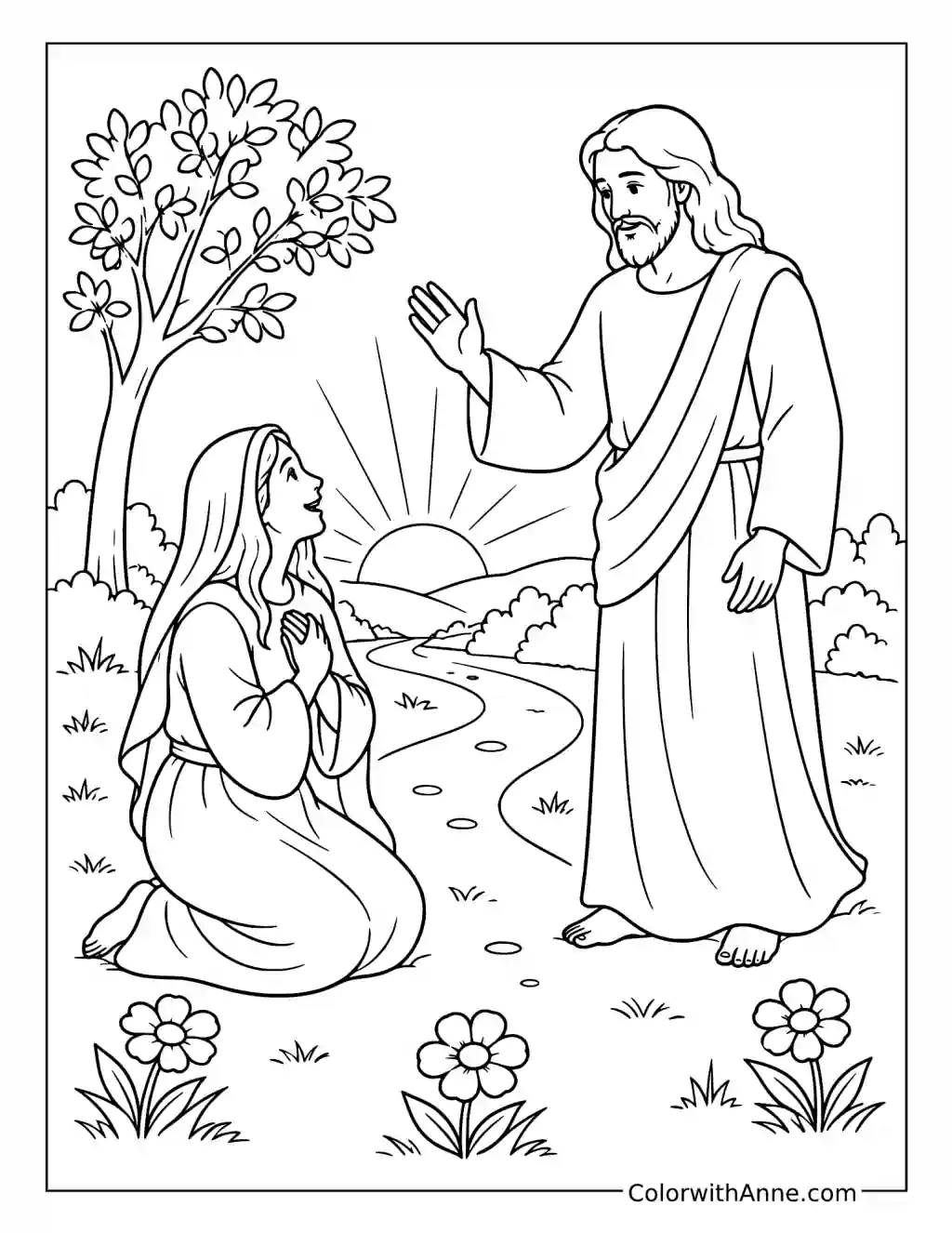Jesus Appears to Mary Magdalene coloring page