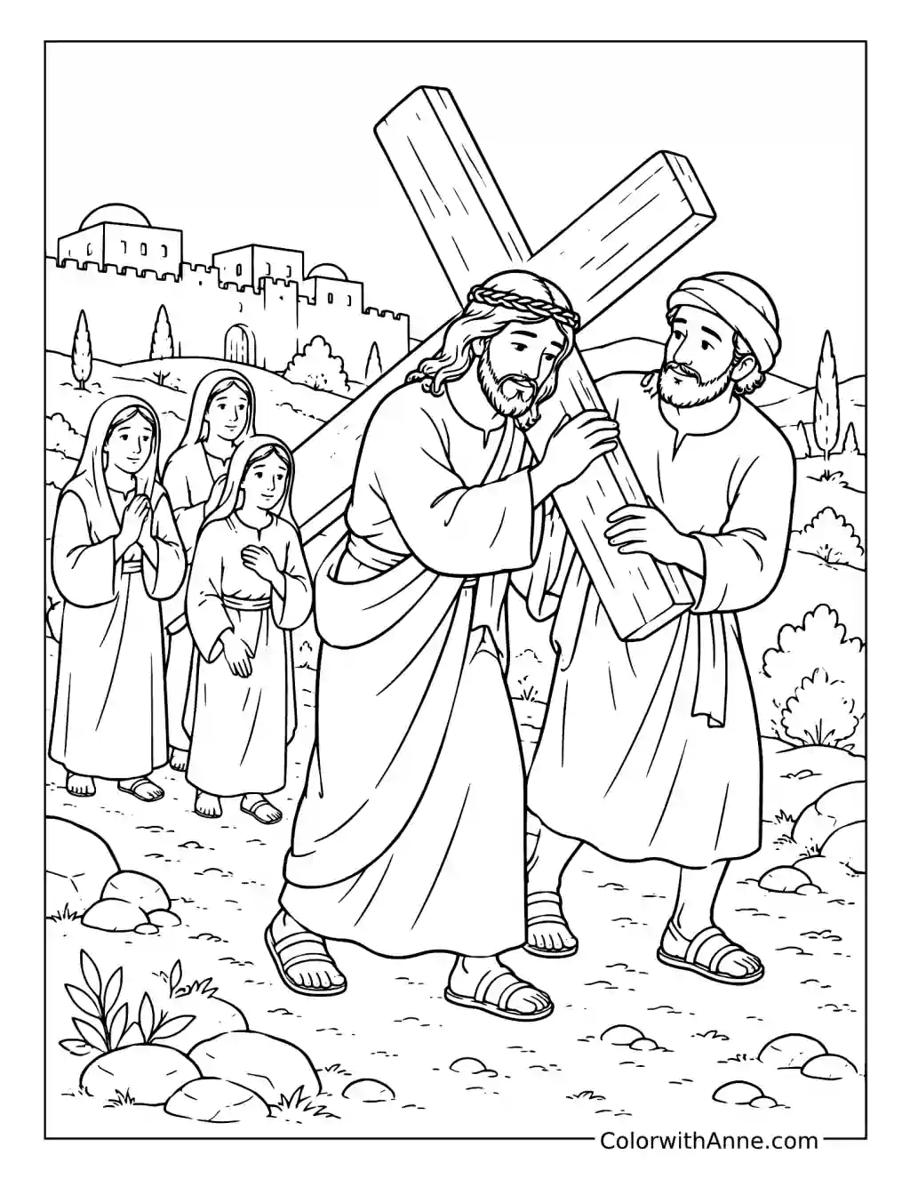 Jesus Carries the Cross coloring page