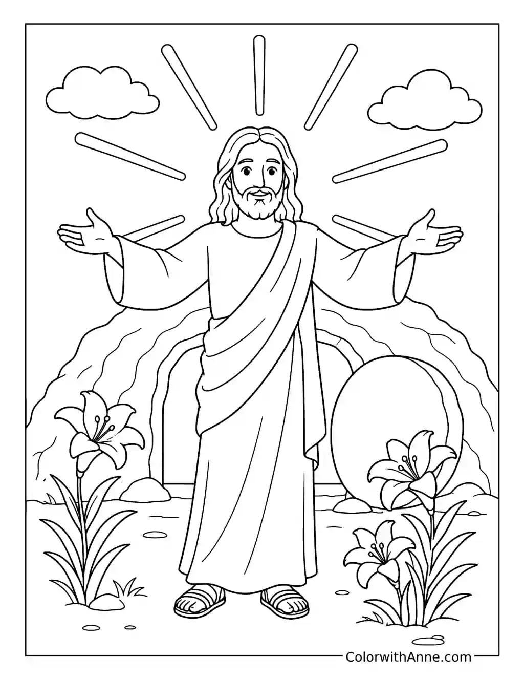 Jesus Rises in Glory coloring page