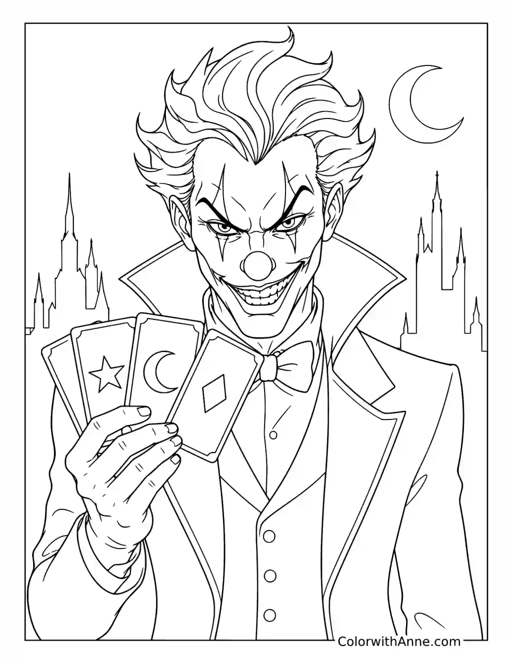 Joker Under Crescent Moon coloring page