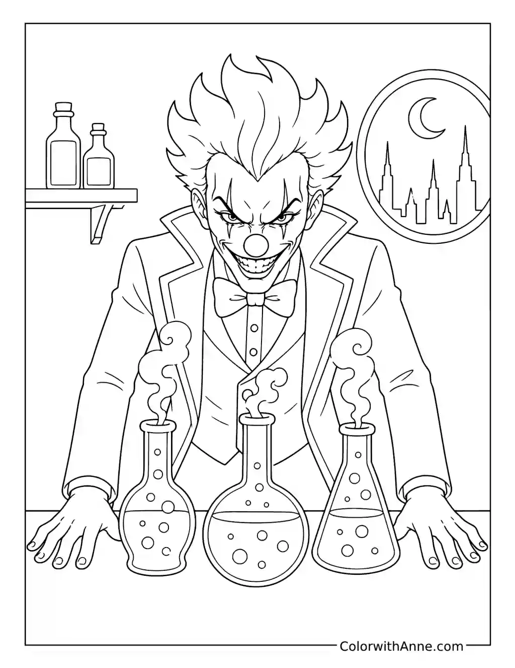 Joker with Bubbling Flasks coloring page