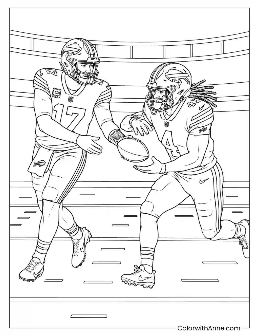 Josh Allen and James Cook Handoff coloring page