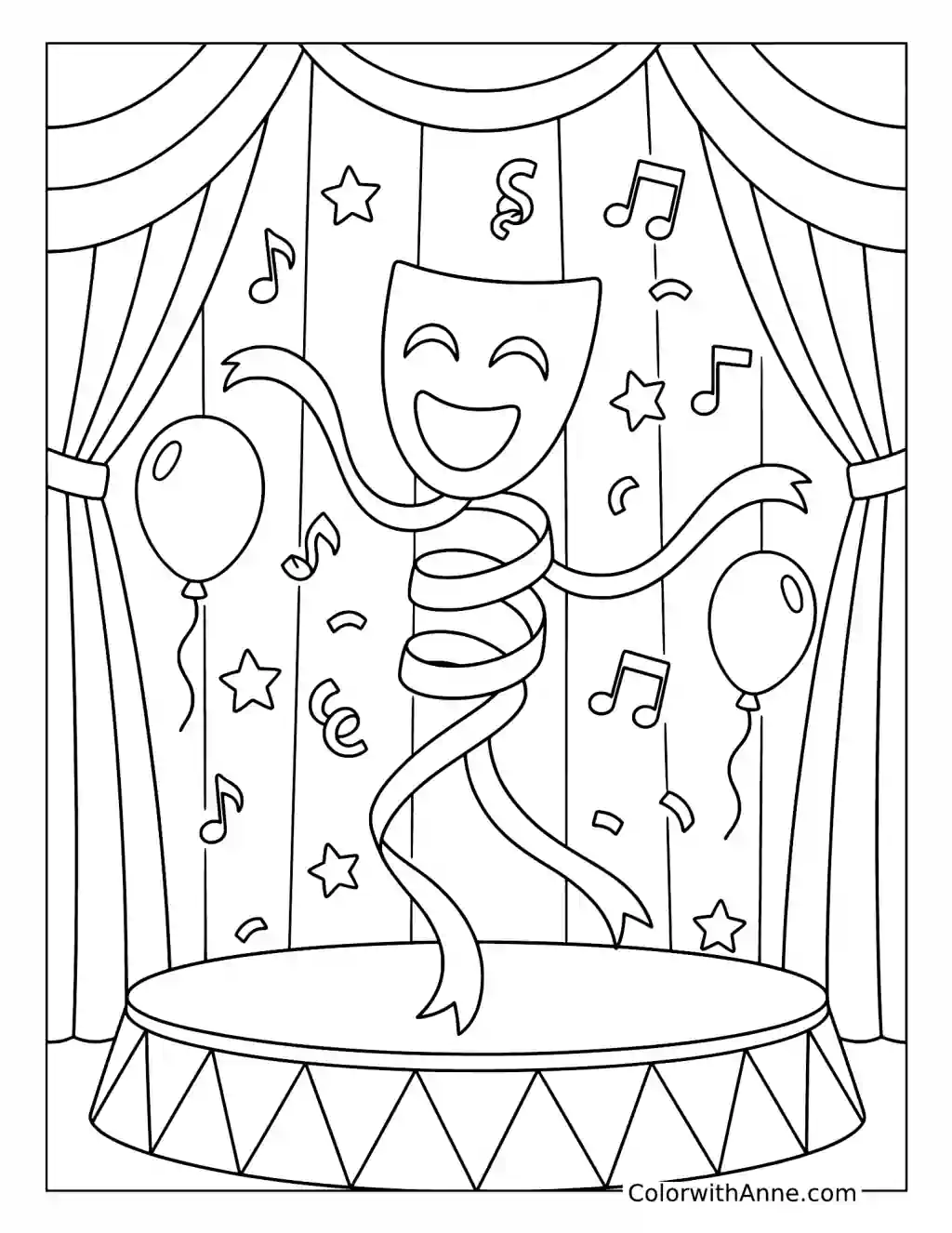 Joyful Gangle Takes the Stage coloring page