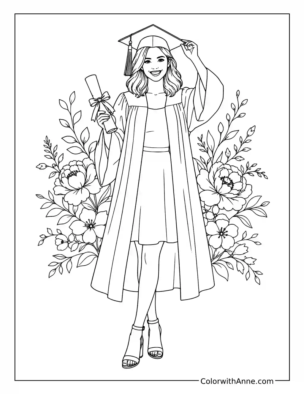 Joyful Graduation Day Portrait coloring page