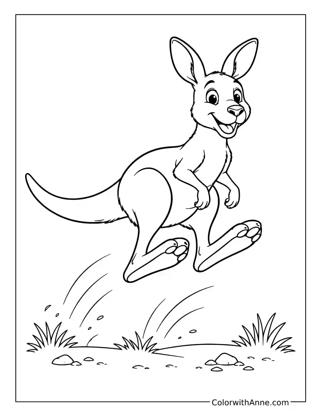 Joyful Kangaroo in Midair coloring page