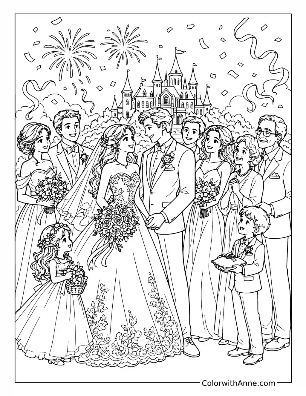 Joyful Wedding Finale coloring page