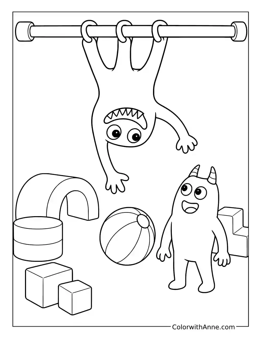 Jumbo Josh Hanging Upside Down Above Banban coloring page