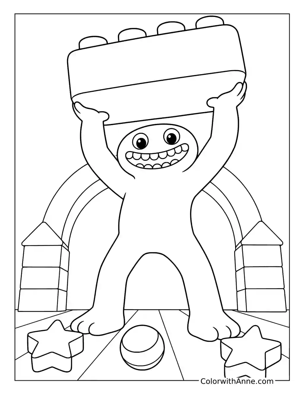 Jumbo Josh Lifting a Giant Building Block coloring page