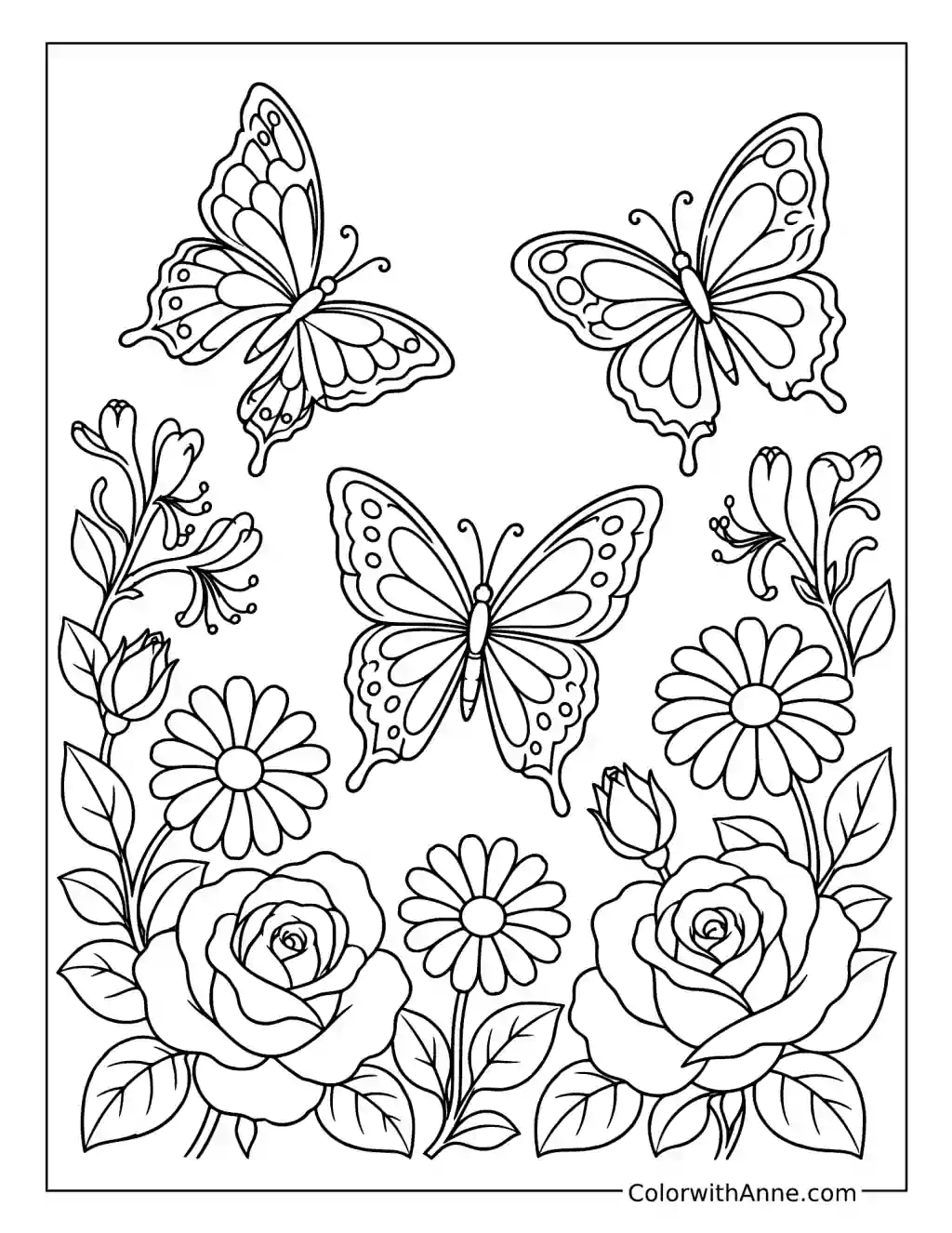 June Butterfly Garden coloring page
