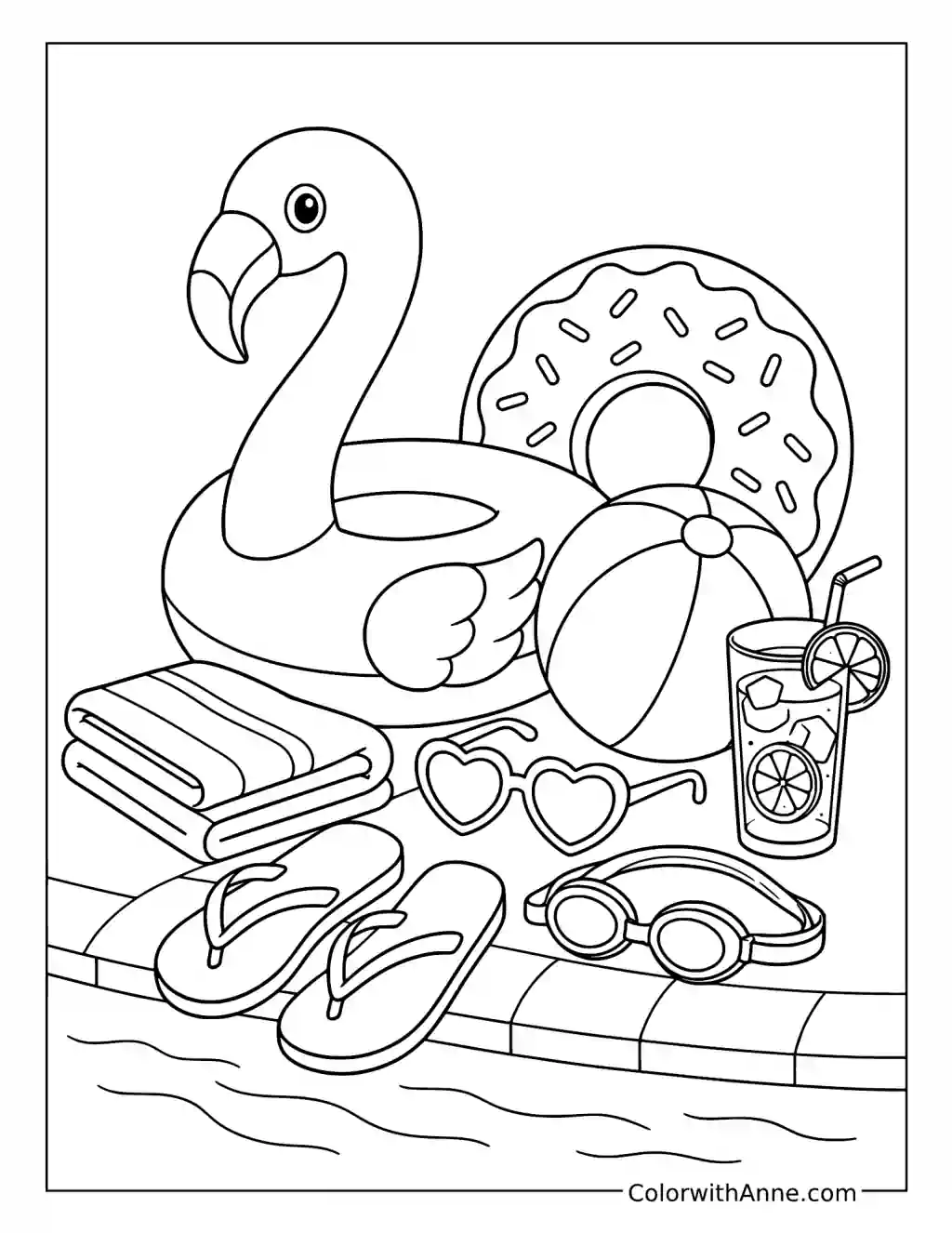 June Poolside Favorites coloring page