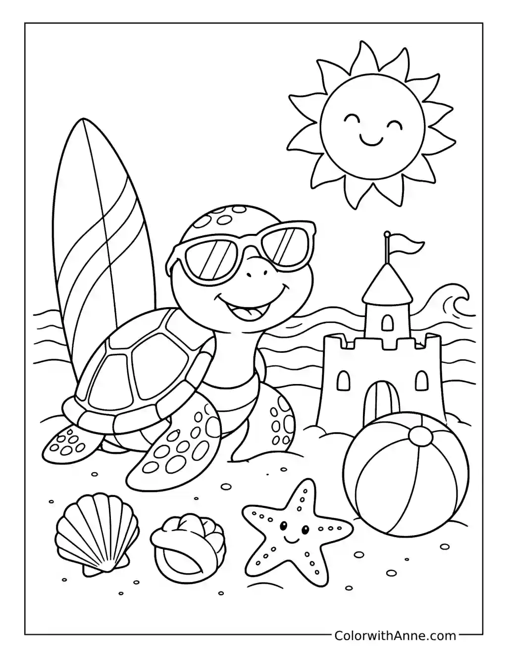 June’s Sea Turtle Beach Adventure coloring page