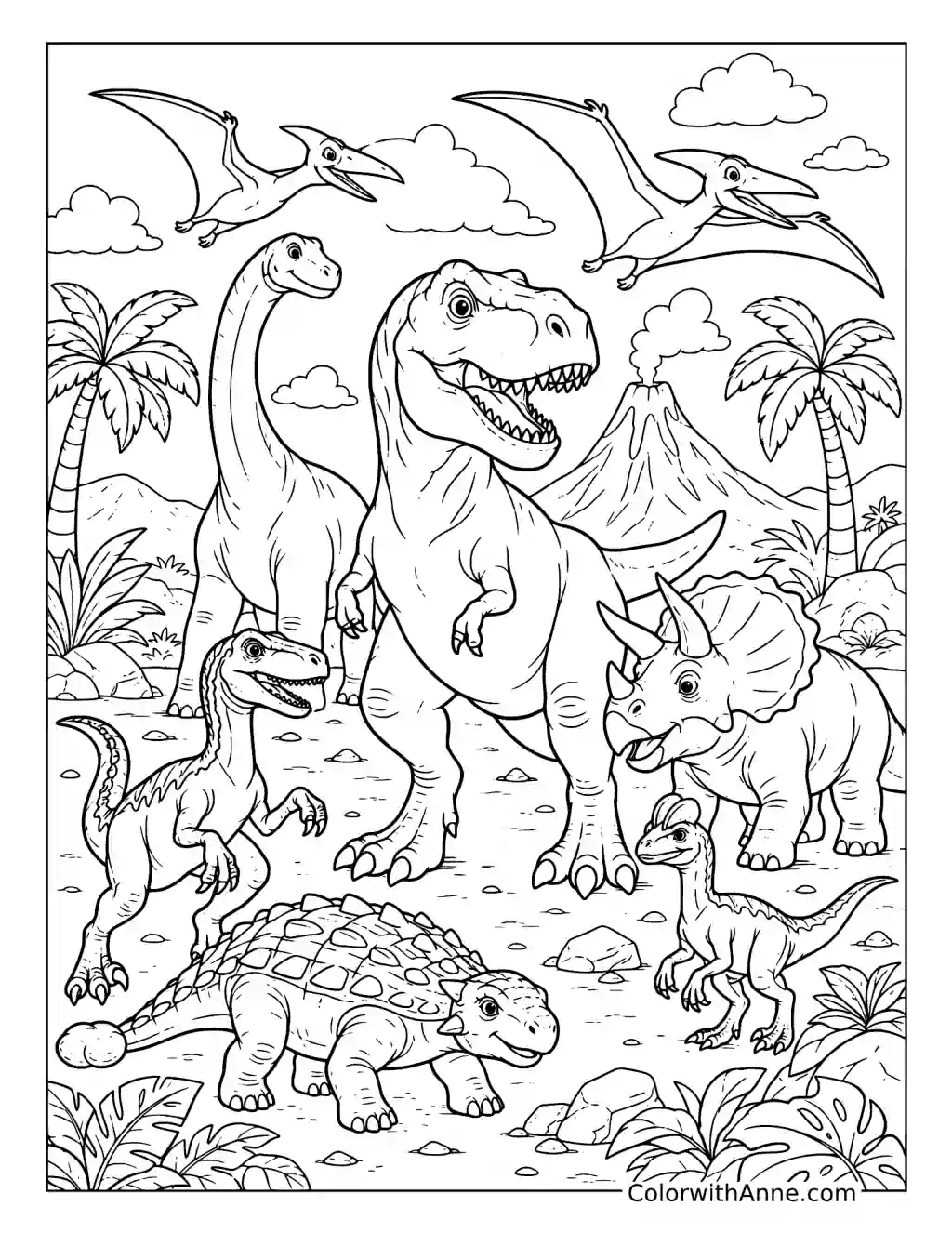 Jurassic Park Dinosaur Celebration coloring page