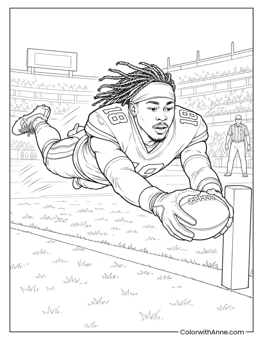 Justin Jefferson Diving Touchdown coloring page