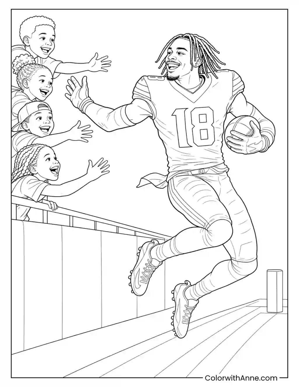 Justin Jefferson End Zone Leap coloring page