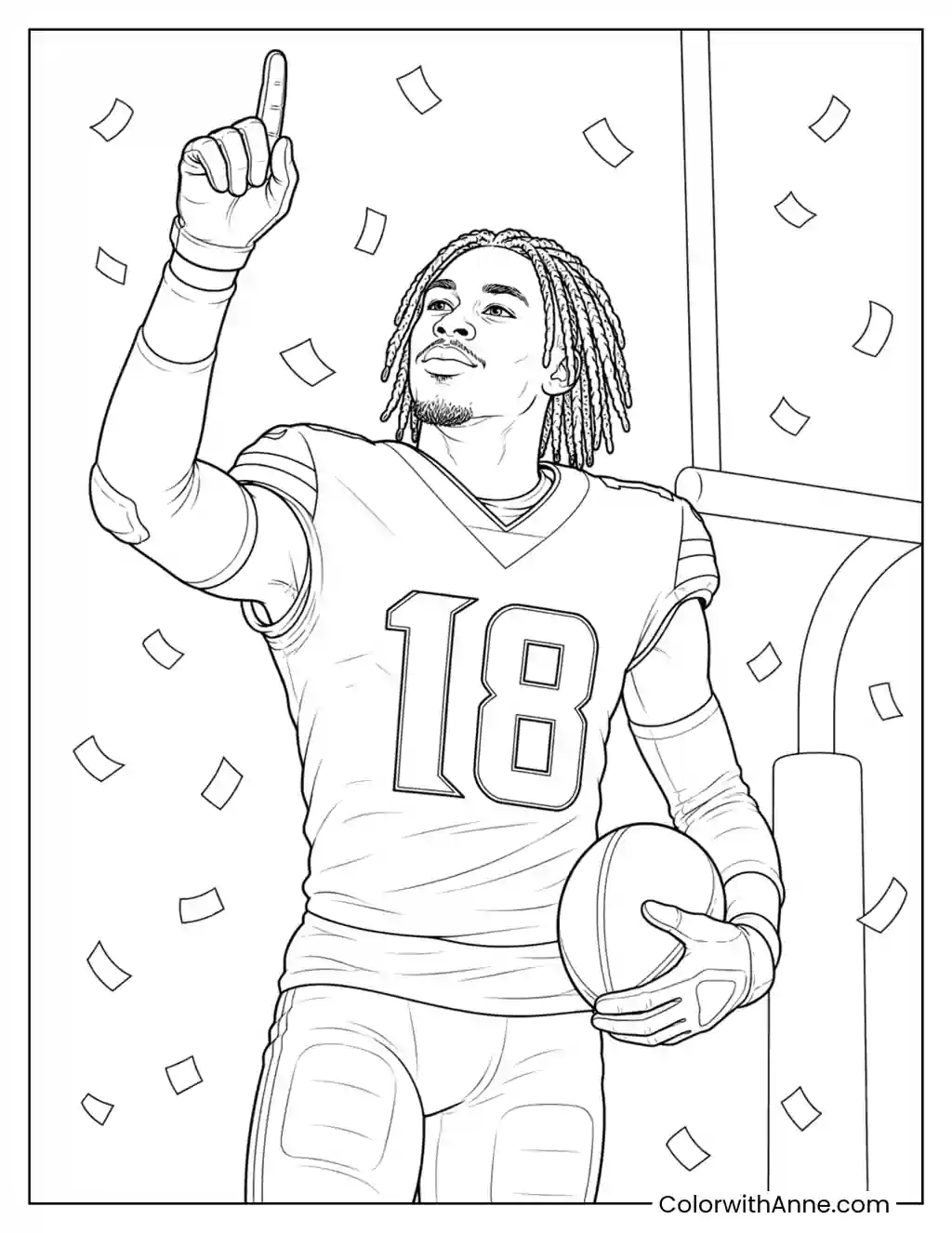 Justin Jefferson Finger Point Celebration coloring page