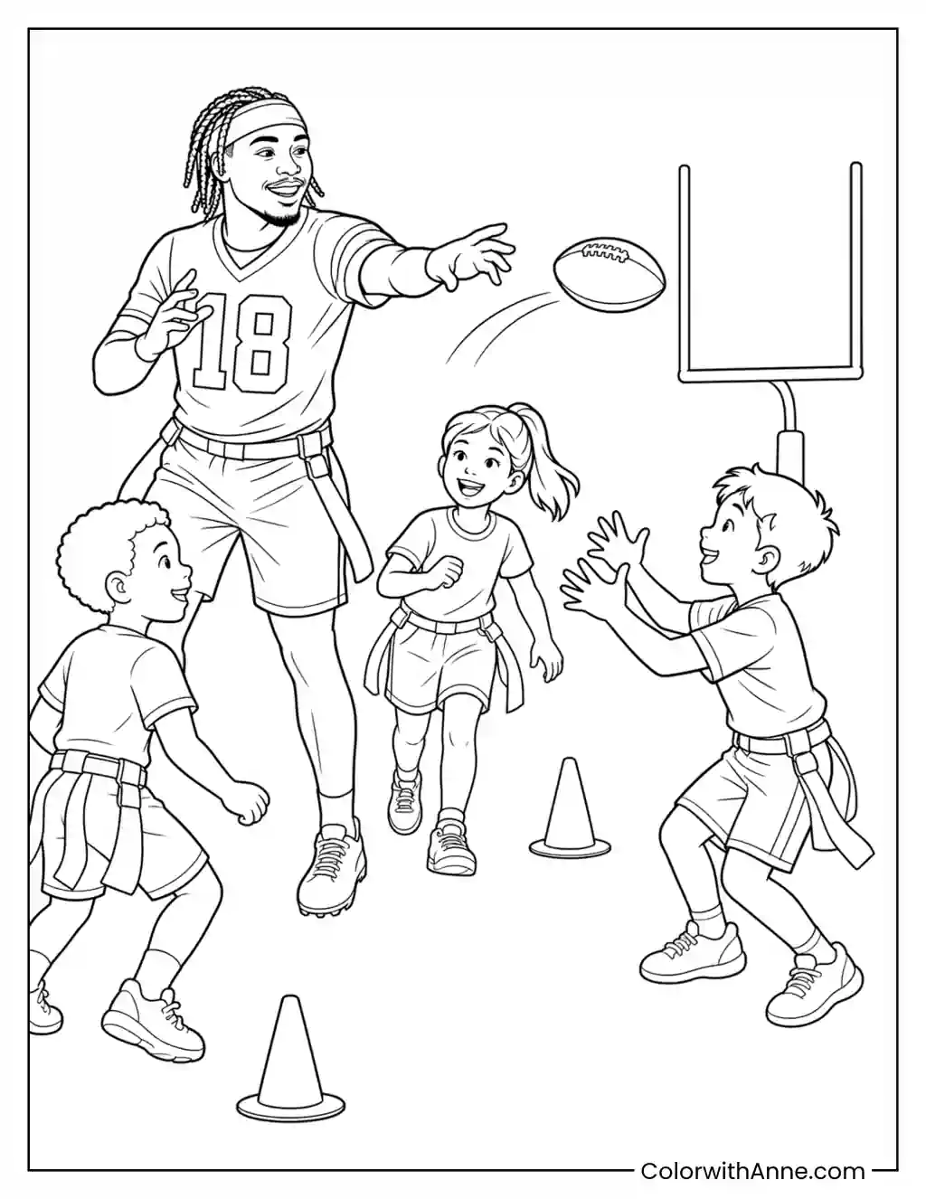 Justin Jefferson Flag Football Fun coloring page