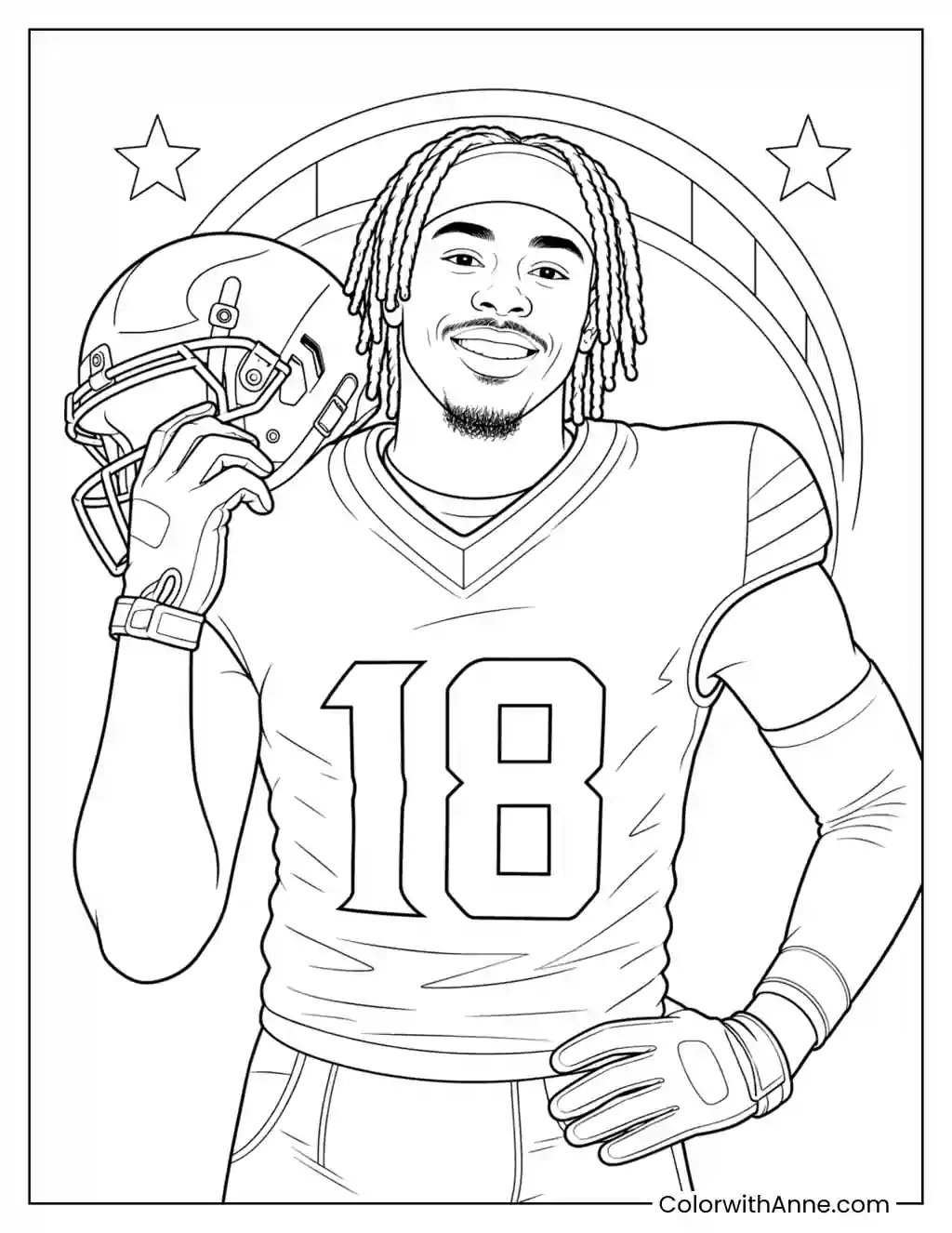 Justin Jefferson Game Day Portrait coloring page