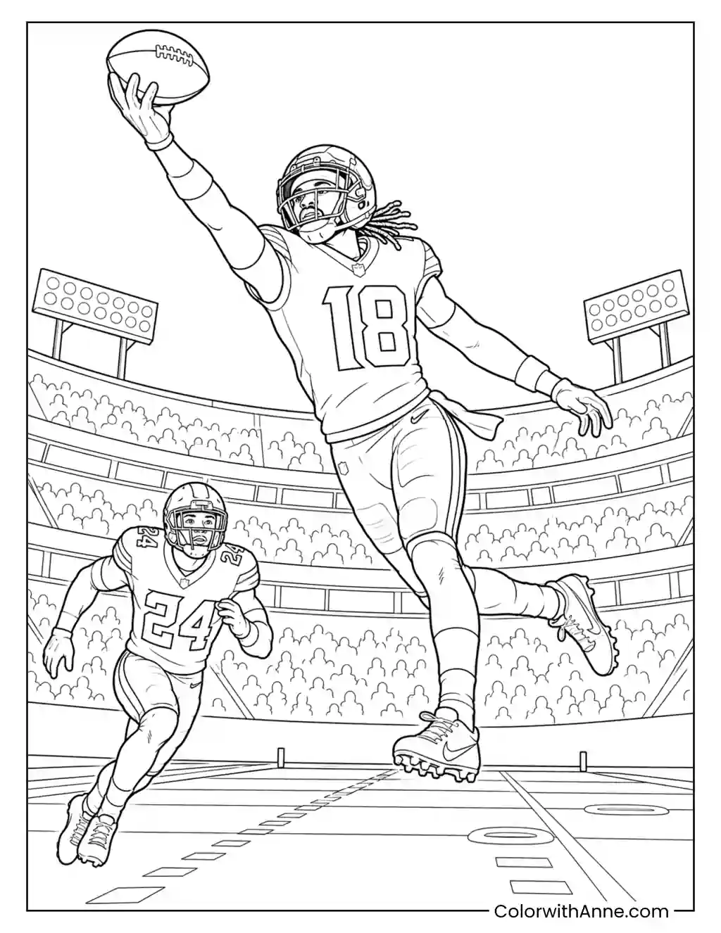 Justin Jefferson One-Handed Catch coloring page