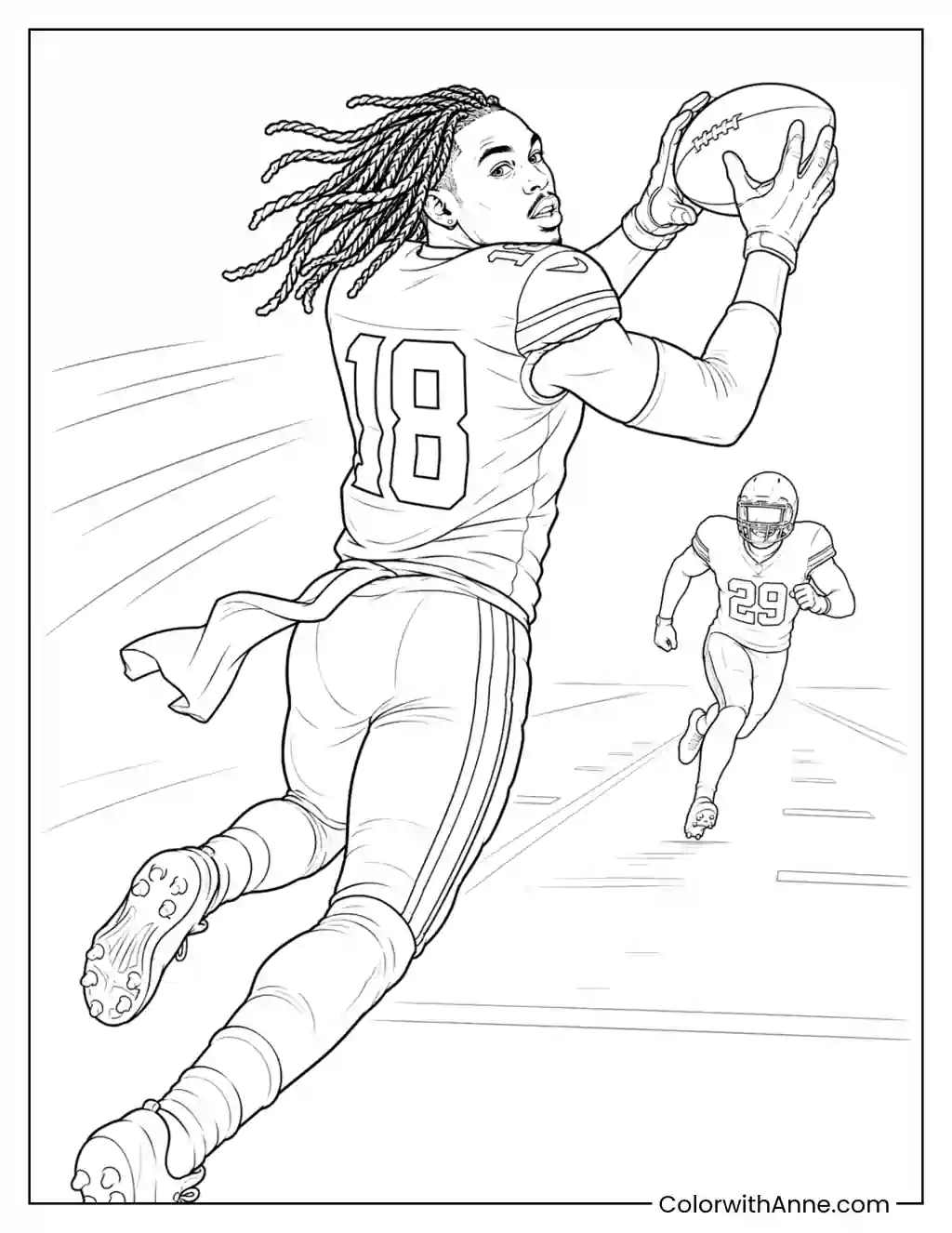 Justin Jefferson Over-the-Shoulder Catch coloring page