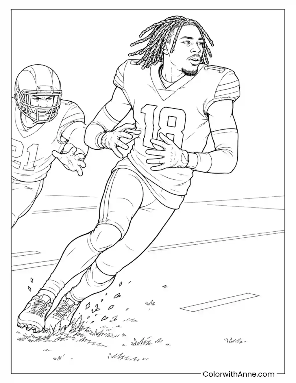Justin Jefferson Running a Route coloring page